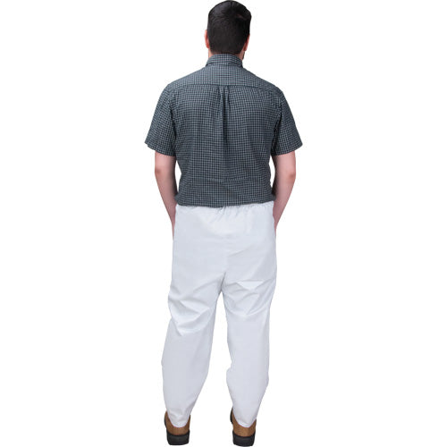 Pantalon jetable microporeux blanc, tailles variées, protection légère et respirante