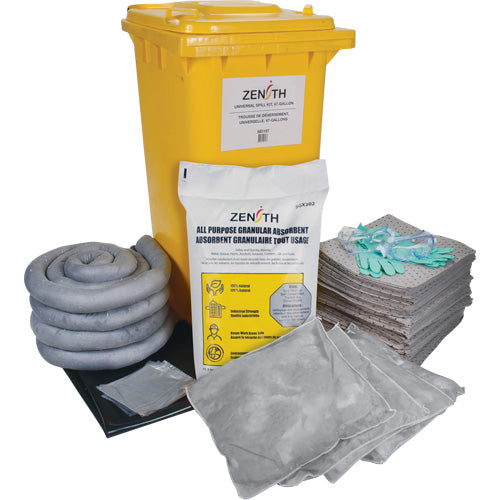 Trousse contre les déversements, Universel, Bac, Absorbance de 63 gal. US - SHB360