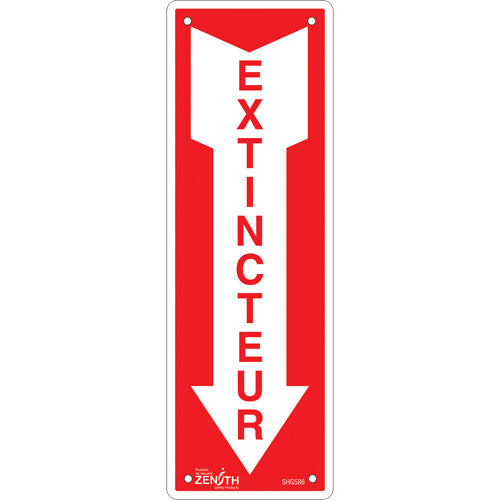 "Fire Extinguisher" Sign, 12" x 4", Aluminum, French with Pictogram - SHG586