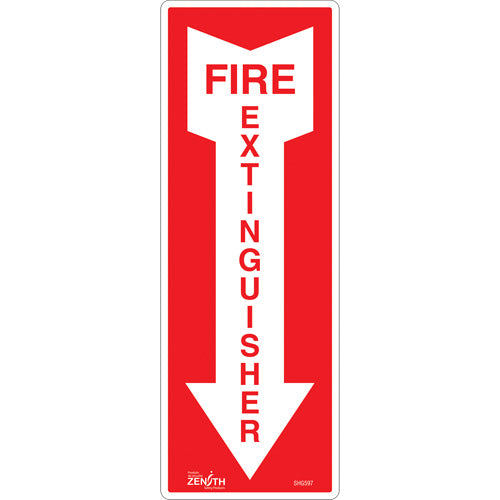 Fire Extinguisher Sign, 5" x 14", Vinyl, English with Pictogram - SHG597