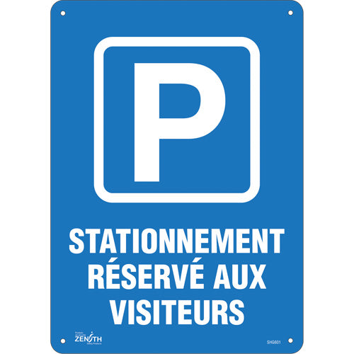 "Visitor Parking Only" Sign, 10" x 14", Plastic, French with Pictogram - SHG601