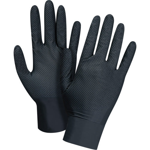 Gants d'examen de poids lourd à prise tactile, Nitrile, 8 mils, Sans poudre, Noir