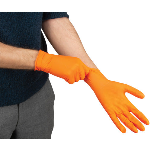 Heavyweight Touchscreen Exam Gloves, 8-mil Nitrile, Powder-Free, Orange