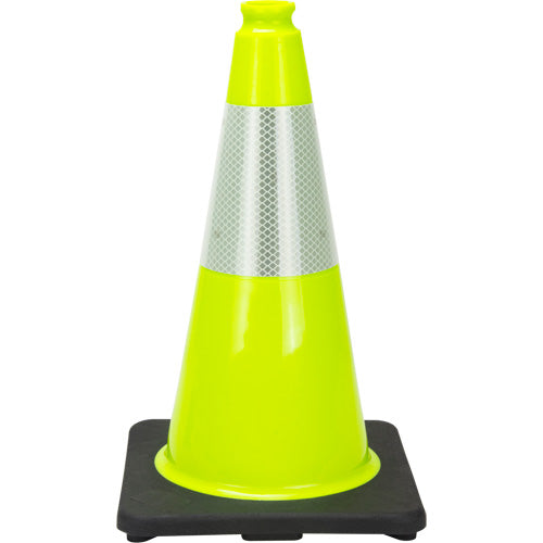 Premium Traffic Cone, 18", Lime Green, 6" Reflective Stripe(s) - SHL479