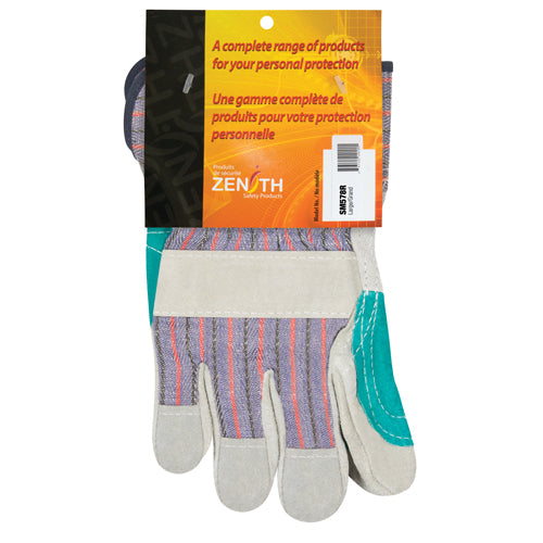 Gants d'ajusteur avec paume double, Grand, Paume en Cuir de vache refendu, Doublure en Coton - SM578R