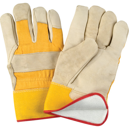 Abrasion Resistant Winter Lined Fitter's Glove, Large, Grain Cowhide Palm, Foam Fleece Lining - SM611R