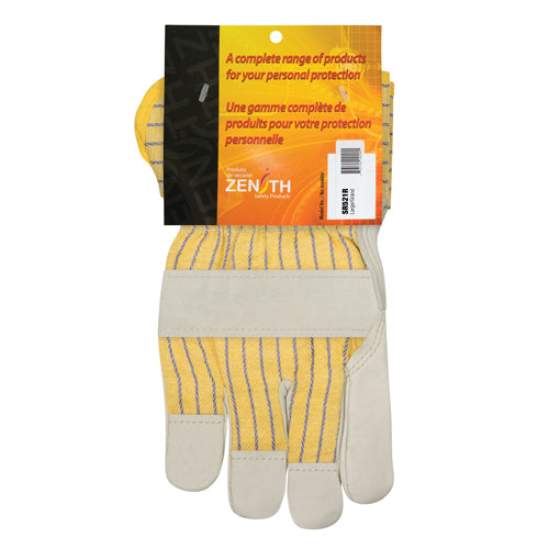Gants d'ajusteur doublés pour l'hiver à paume renforcée, Grand, Paume en Cuir fleur de vache, Doublure en Molleton de coton - SR521R