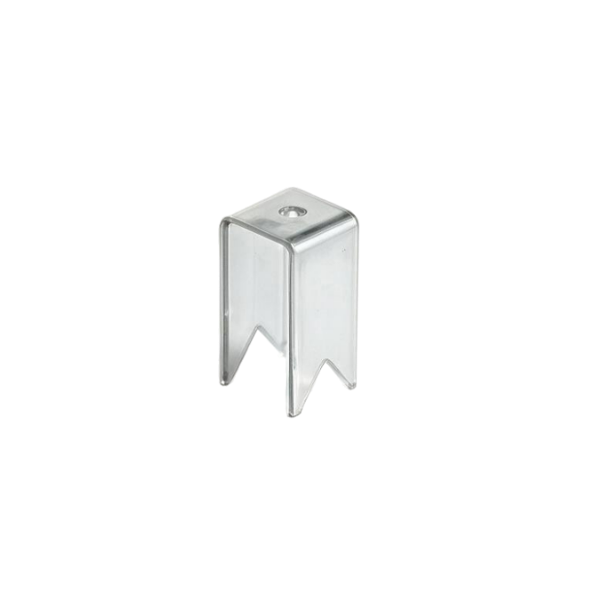 Galvanized metal anchoring bracket with mounting hole and notched legs