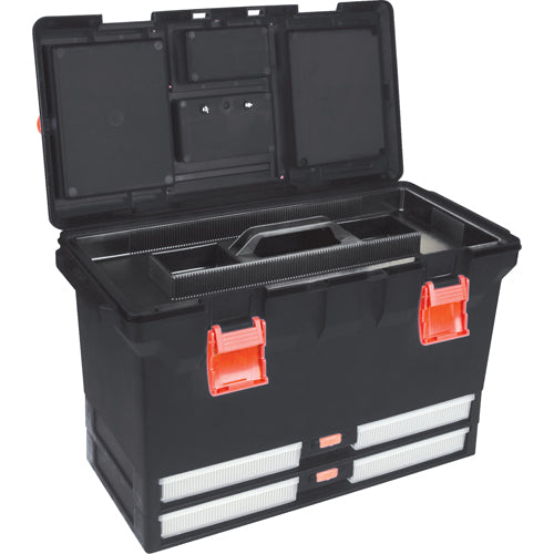 Plastic Tool Boxes, 22" W x 11" D x 14-1/2" H, Black - TLV086