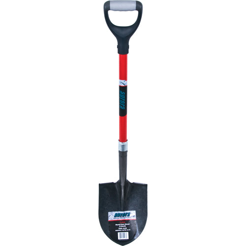 Heavy-Duty Round Shovel, Carbon Steel Blade, Fiberglass, D-Grip Handle - TLZ466