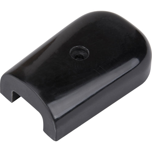 Couvercle d'isolation inférieur noir en plastique avec trou central et ouverture rectangulaire.