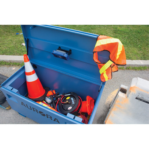 Coffre à outils de chantier, 60" x 24" x 27-1/2", Acier, Bleu - UAW870