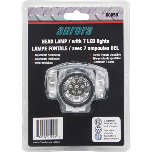Lampe frontale, DEL, 28 lumens, 20 hres de fonctionnement, piles AAA - XC658