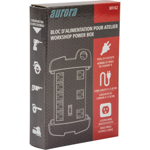 Protecteur de surtension à prise multiple pour l'atelier, 8 Prises, 1350 J, 1875 W, Cordon 6' - XH162