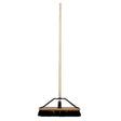 24 in. industrial push broom with stiff black bristles and braced wood handle
