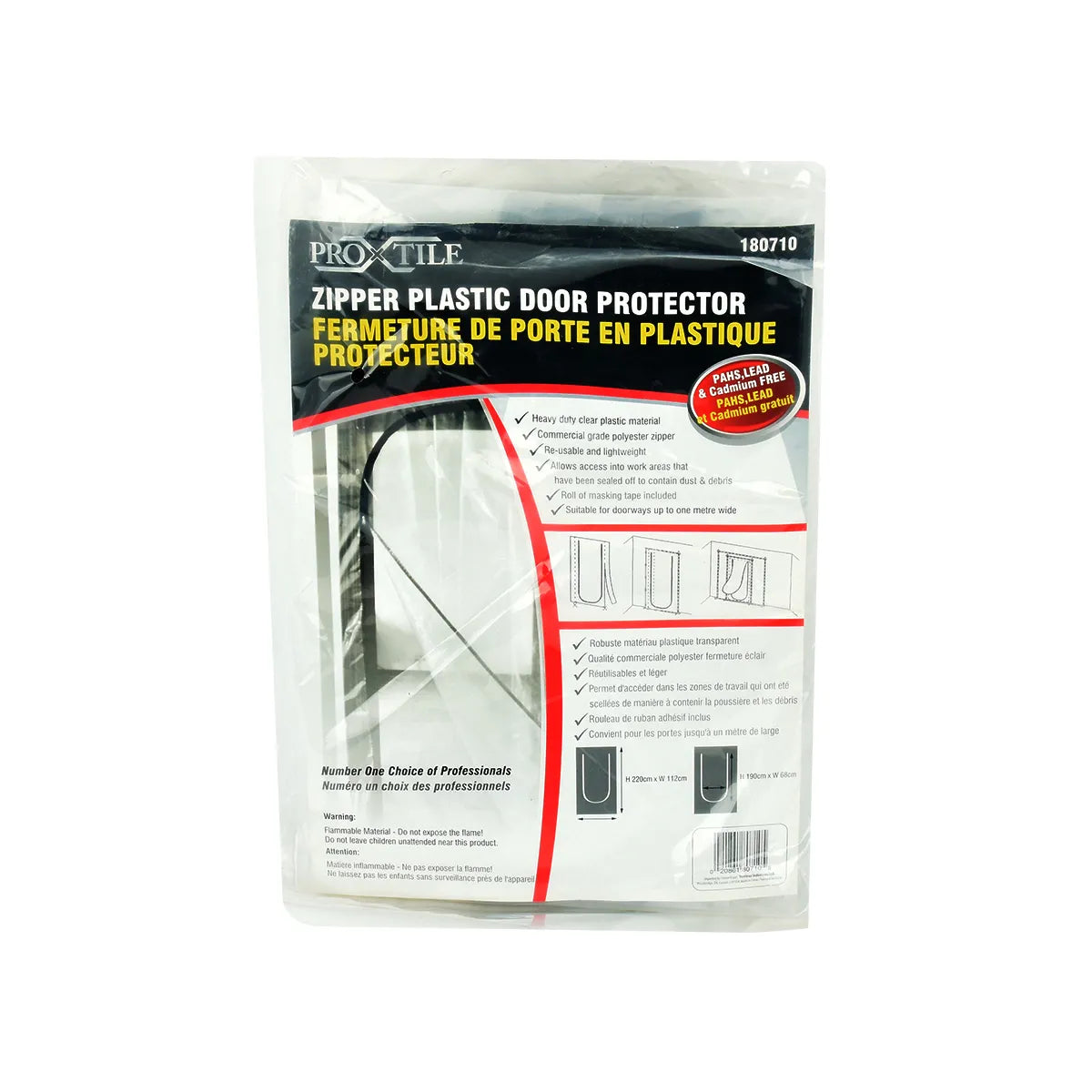 XPRS - Porte zippée avec barrière anti-poussière, 220 cm de haut x 112 cm de large