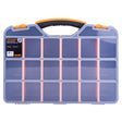 Toolway 18-inch storage organizer with clear lid, compartments and orange handle