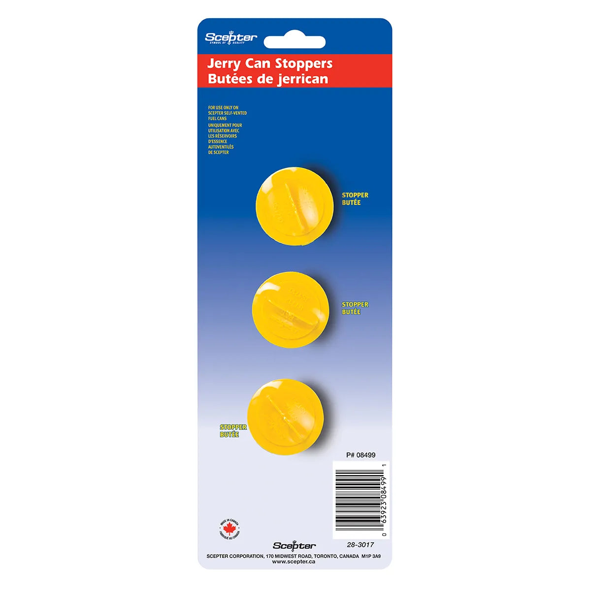 Emballage-coque Scepter de trois butées jaunes de rechange pour jerrican