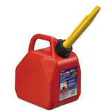 Bidon à essence rouge Scepter de 5 L avec bec verseur jaune auto-aérant installé