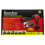Boîte du pistolet à calfeutrer sans fil Tooltech Xpert 18 V, rouge et jaune