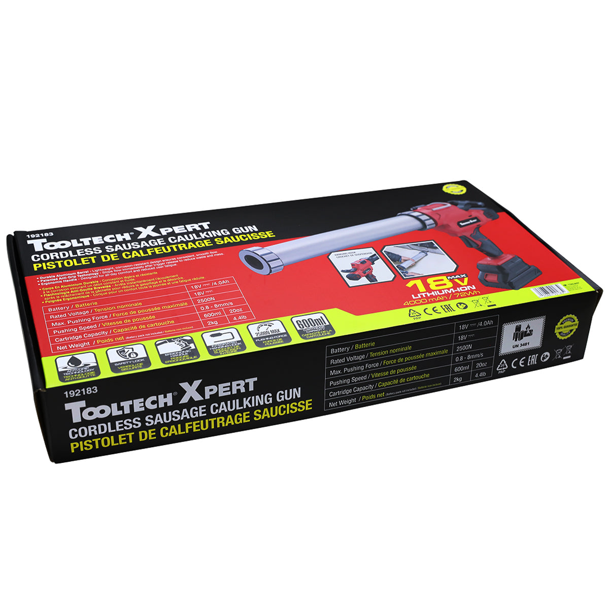 XPRS - Pistolet à calfeutrer sans fil 18 V avec canon en aluminium de 600 ml
