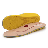 Semelles Mega Comfort Ergodiabetic beiges, une retournée montrant le dessous jaune