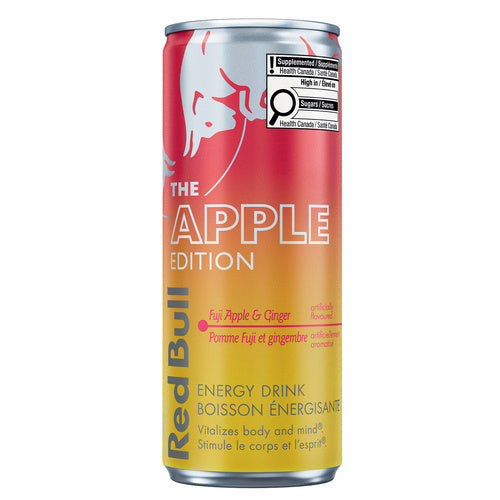 Canette Red Bull The Apple Edition, boisson énergisante pomme Fuji et gingembre