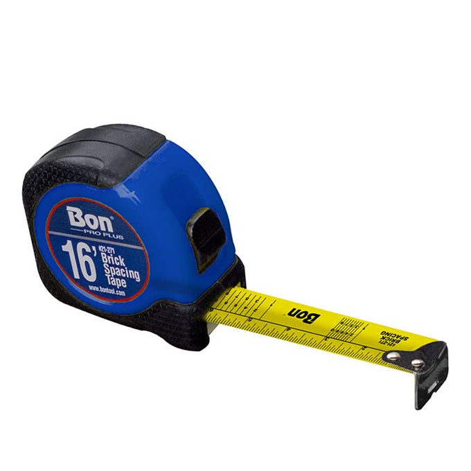 Ruban à mesurer Bon Pro Plus 16 pi à espacement de briques, boîtier bleu