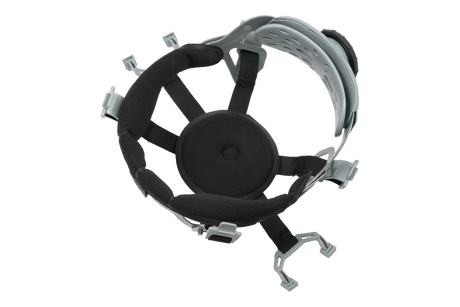 Black and gray replacement suspension with adjustment dial for safety helmet