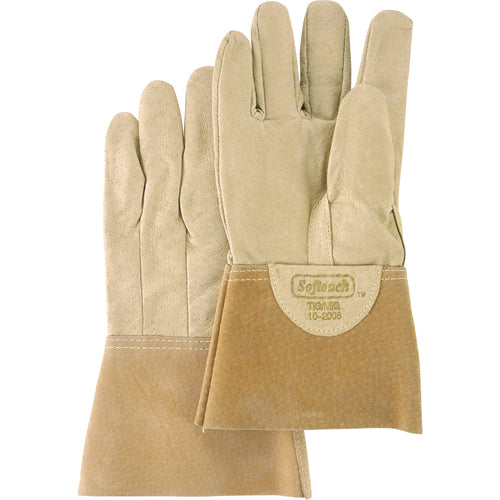 Softouch™ welding gloves made of split pigskin leather for protection and durability