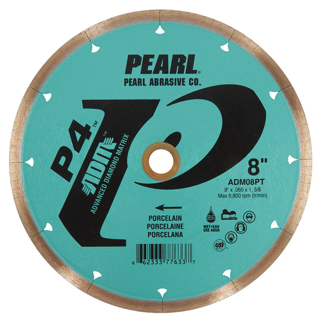 Pearl P4 ADM 8 in. diamond blade for porcelain, wet cutting