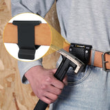 Porte-outils magnétique MELOTOUGH fixé à une ceinture en cuir, gros plan sur le clip
