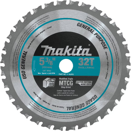 Lame carbure Makita A-96095 5 3/8 po 32 dents pour coupe du métal