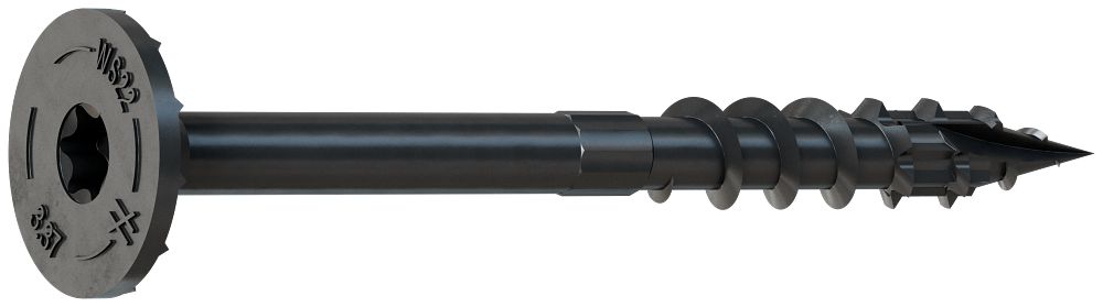Black Simpson Strong-Tie SDW structural wood screw, round Torx-drive head and self-drilling point