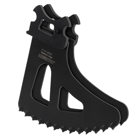 Black Arbortech carbide-tooth wood carving blade with curved profile, for angle grinder