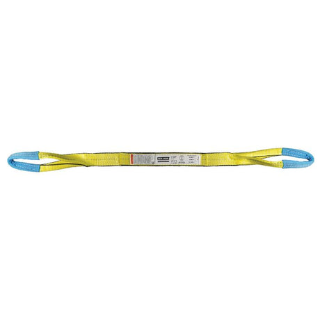 Yellow Ben-Mor polyester web sling with blue reinforced eye loops