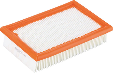 Filtre plissé rectangulaire d'aspirateur à cadre orange et média filtrant blanc