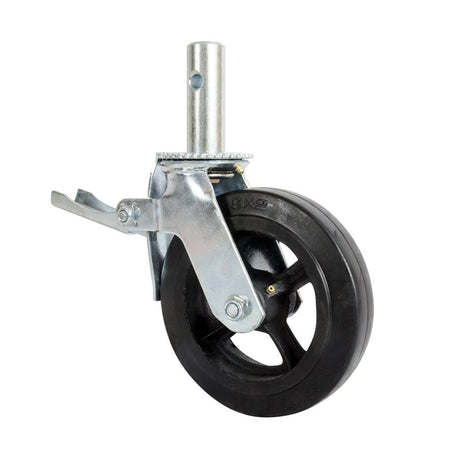 Roulette d'échafaudage Metaltech 8 x 2 po avec frein, vue en angle