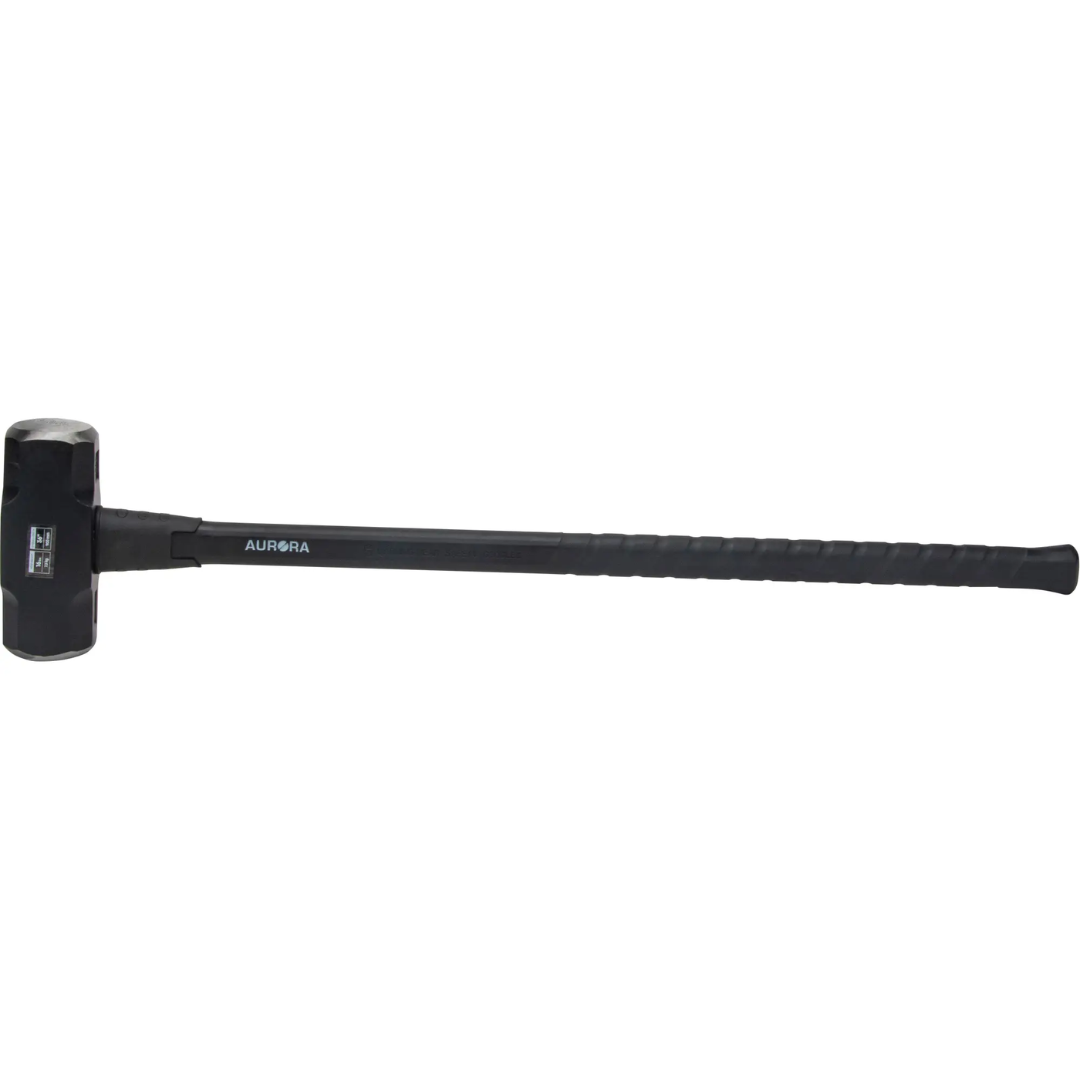 Aurora sledgehammer with steel head and long black fiberglass non-slip handle