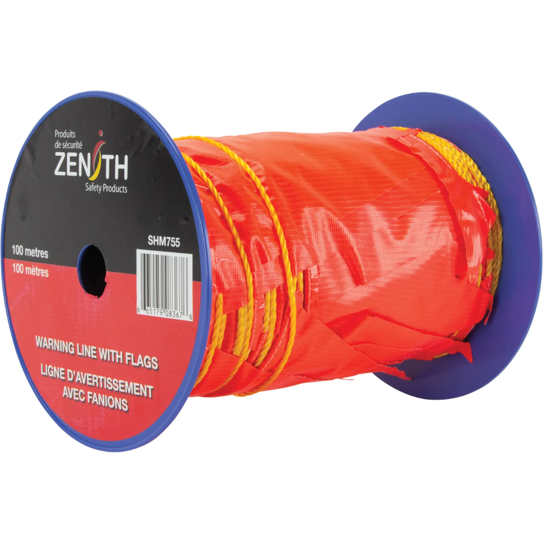 Ligne d'avertissement avec fanions, 328' lo, Orange/Jaune - SHM755
