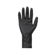 Black disposable nitrile glove, palm view