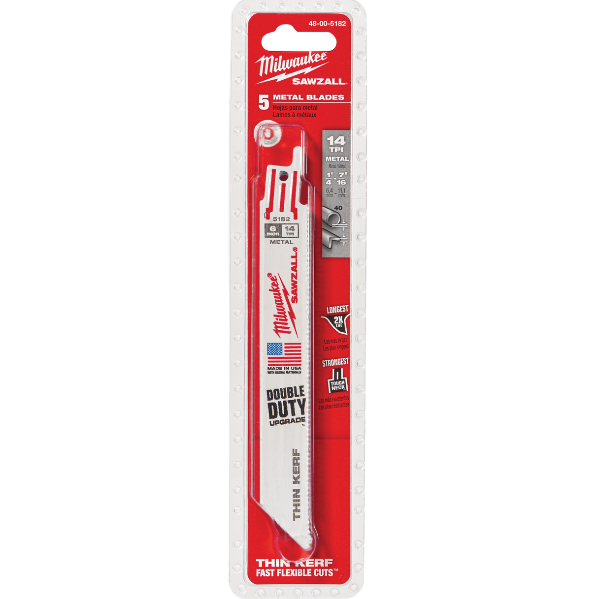 Super Sawzall® High Performance Blades, Bi-Metal, 14 TPI, 9" L (Pack of 5)