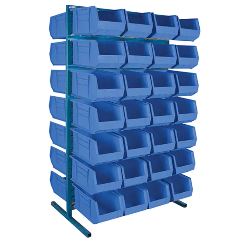 Support stationnaire deux côtés pour bacs, 36" la x 24" p x 61" h, 56 bacs