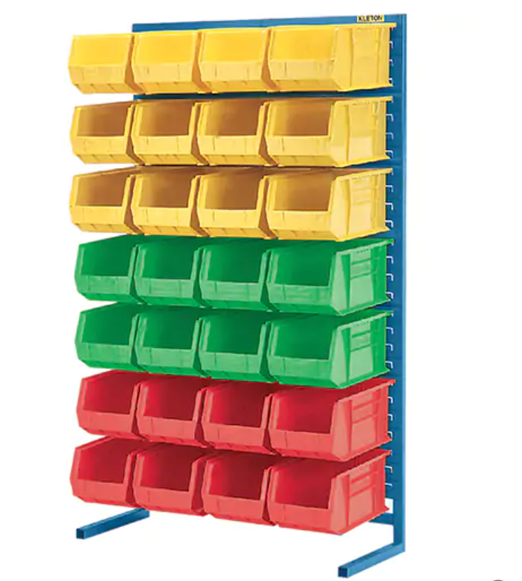 Fixed Container Supports - Single Sided - Support Only, 36" W x 12" D x 61" H 
