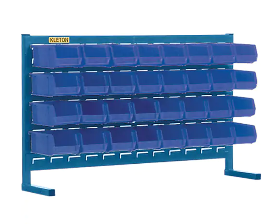 Louvered Shelving Unit with Bins, 32 Bins, 36" W x 8-1/4" D x 22" H 
