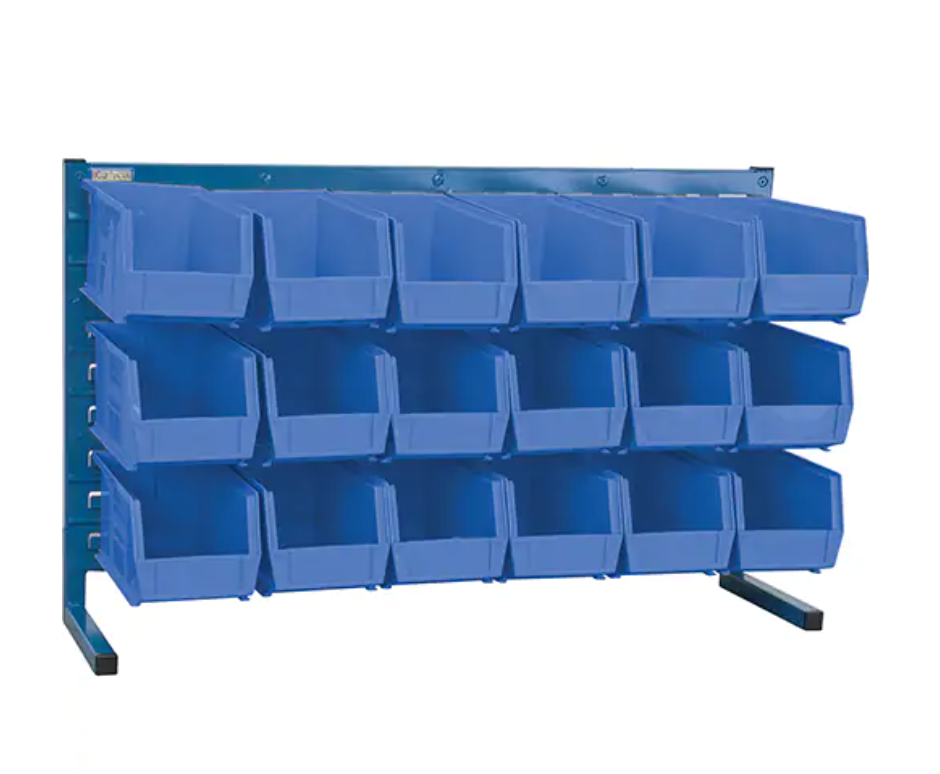 Louvered Shelving Unit with Bins, 18 Bins, 8-1/4" W x 36" D x 22" H 