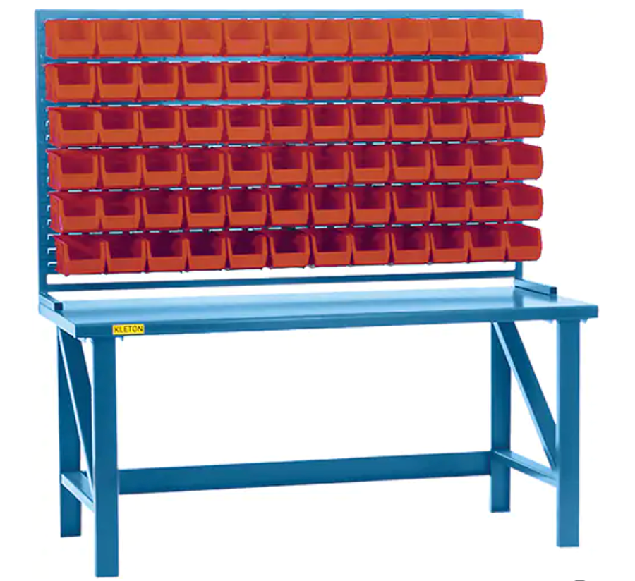 Louvered Shelving with Bins, 72 Bins, 72" W x 15" D x 40" H 