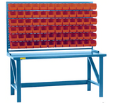 Louvered Shelving with Bins, 72 Bins, 72" W x 15" D x 40" H 