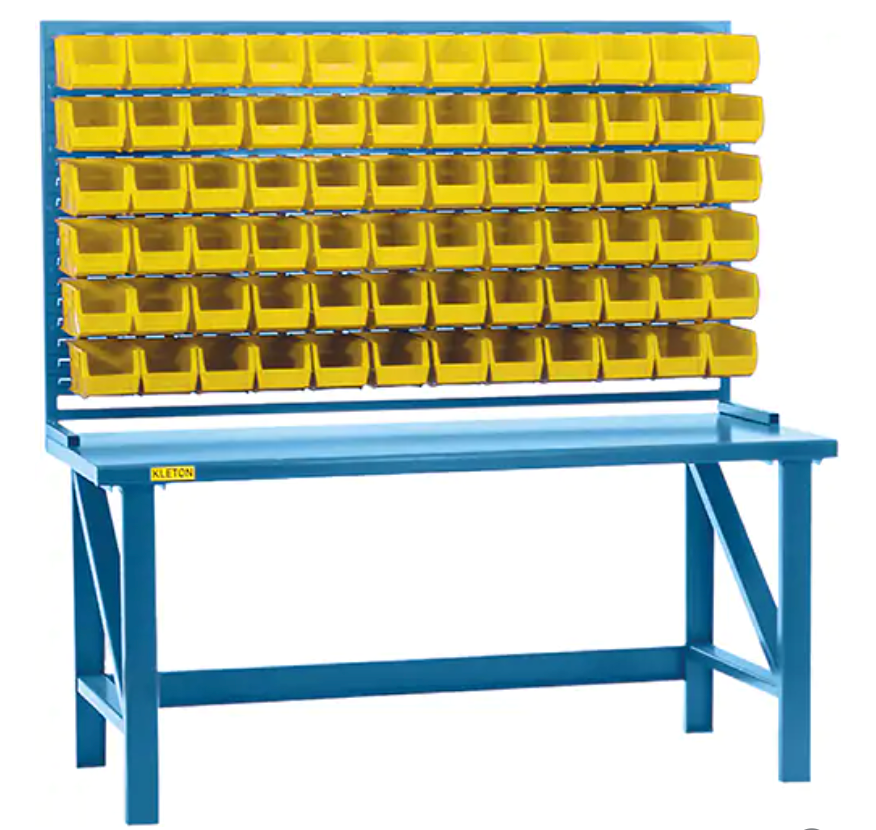 Louvered Shelving with Bins, 72 Bins, 72" W x 15" D x 40" H 