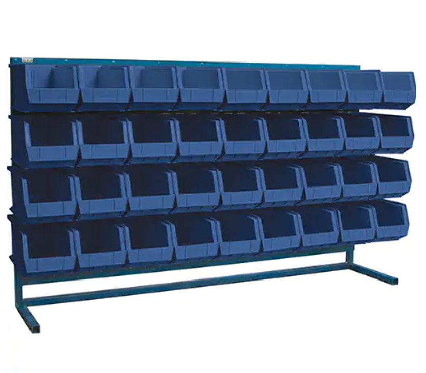 Louvered Shelving Unit with Bins, 36 Bins, 72" W x 15" D x 40" H 